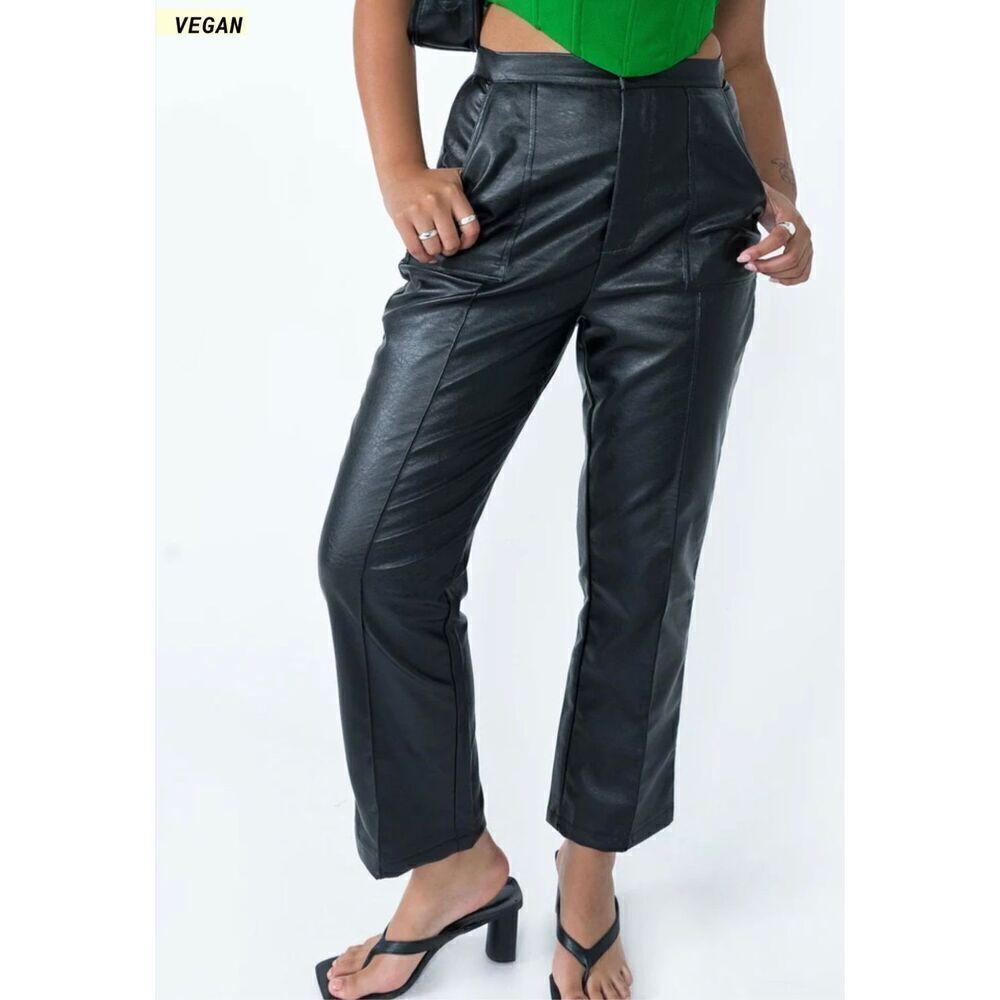 Princess Polly ENCORE PANTS Vegan Faux leather BLACK Plus Size 14